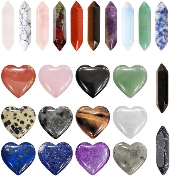 Set di Cristalli 24 pezzi - Cristalli Curativi - Cristalli di Reiki - Pietre dei Cakra - Pietre di Meditazione - Decorazione Naturale - Ideale Regalo - Pietre con Proprietà Terapeutiche