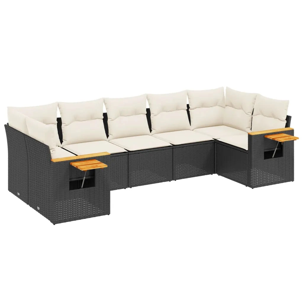 Set Divani da Giardino con Cuscini 7pz Nero Polyrattancod mxl 88525