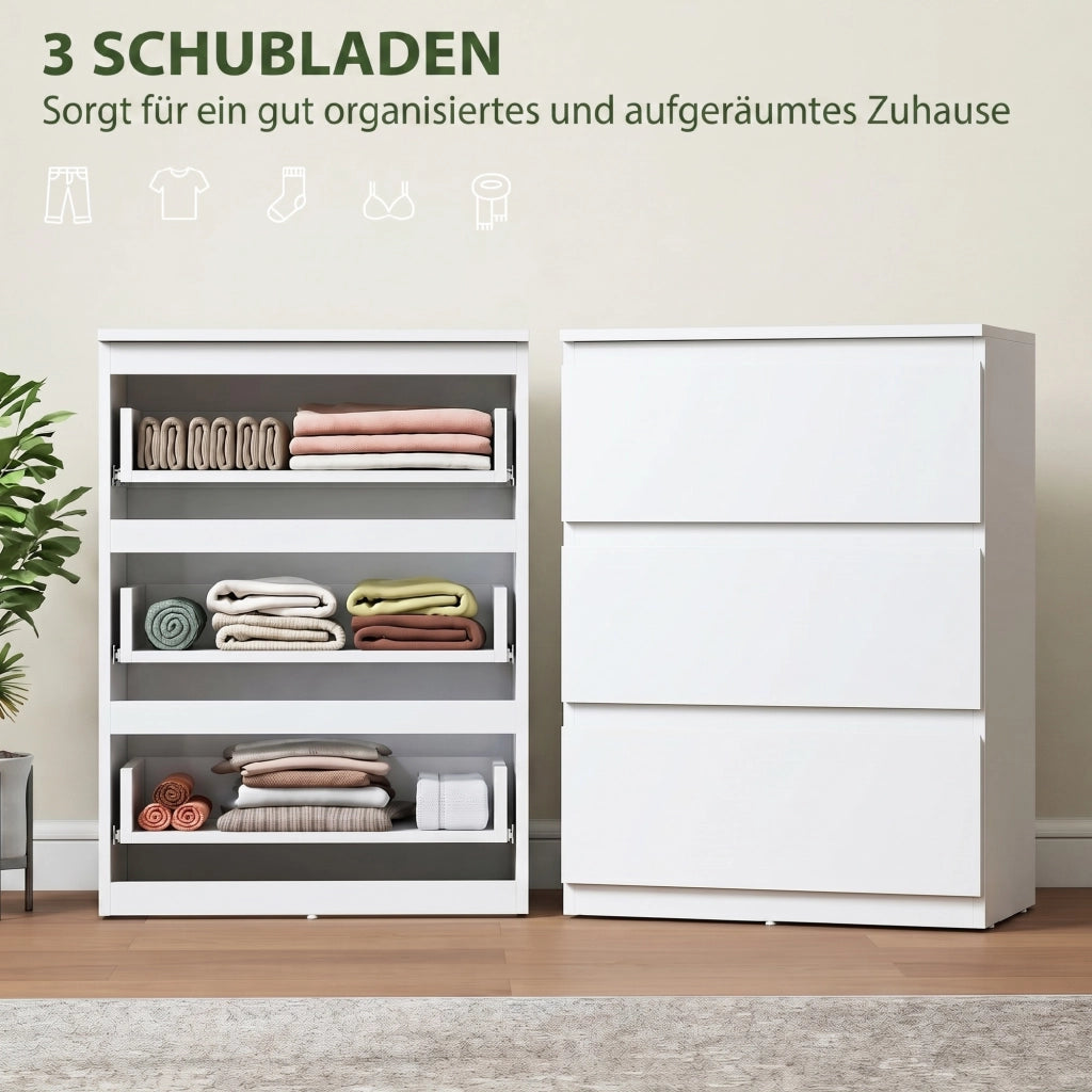 Cassettiera moderna 3 cassetti ¨C Xylo ¨C bianco per camera da letto