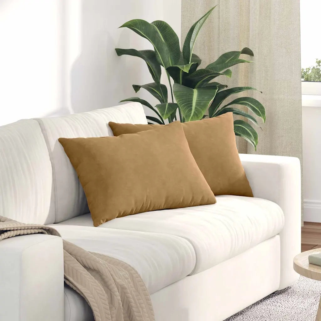 Cuscini da Divano 2 pcs Marrone 60 x 40 cm Tessuto in Cords 42013678