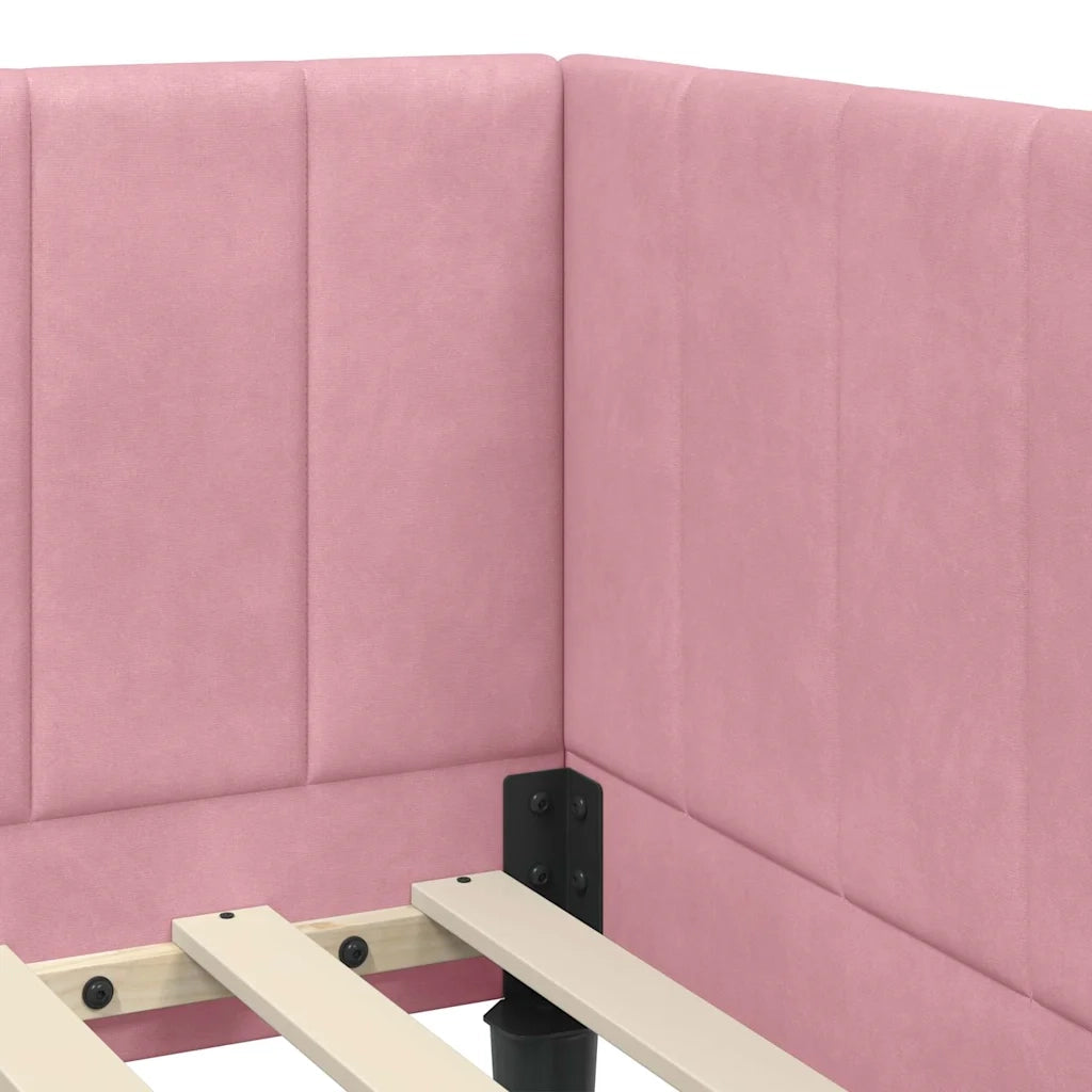 vidaXL Cornice del letto ad angolo Rosa 80 x 200 cm Velluto