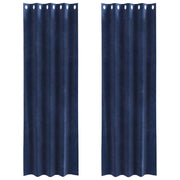 Tende Oscuranti | Tende Blackout 2 pz Blu Scuro 140 x 260 cm Velluto