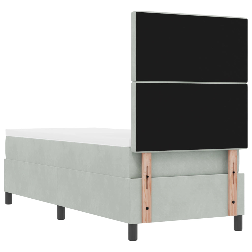 letto a molle con materasso  grigio chiaro 80x200 cm velluto
