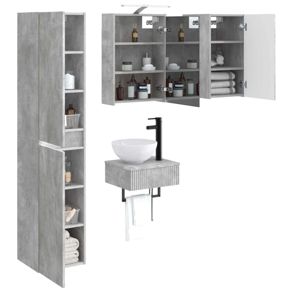 Set di mobili per il bagno 5 pcs Grigio Cemento 3407250