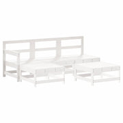 Set Salotto da Giardino 5 pz | Set di Mobili da Esterno Bianco in Legno Massello di Pino