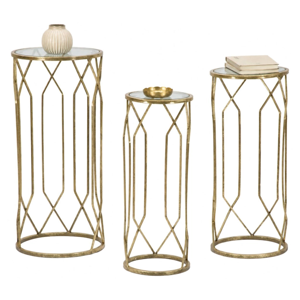 Gerald, Tavolino da Salotto set da 3 Portatelefono, 32x32x71h cm oro