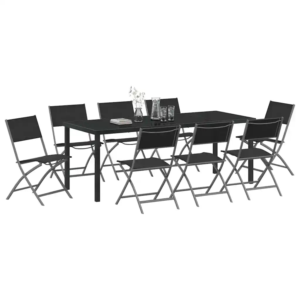 Set da Pranzo per Giardino 9 pcs Nero 3379379