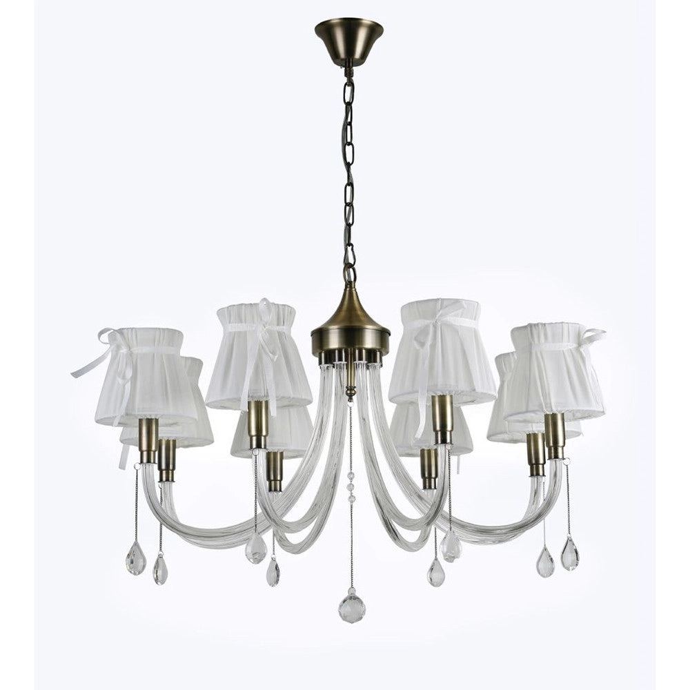 Trade Shop - Lampadario Classico Bronzo Bianco A 8 Bracci Lampada Da Soffitto A Sospensione 92389 -