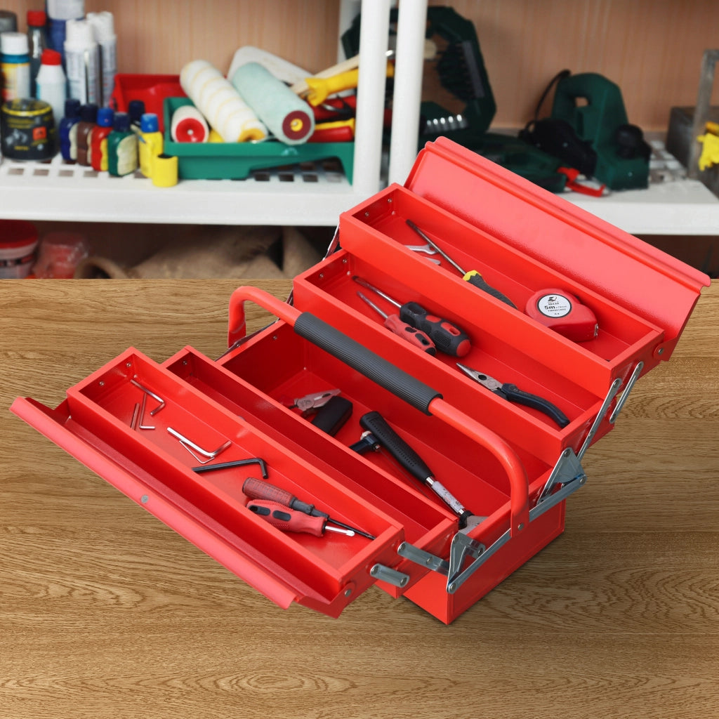 Cassettiera Porta Attrezzi in Metallo Pieghevole ¨C Zephmum ¨C Rosso, 5 Vassoi, 3 Ripiani