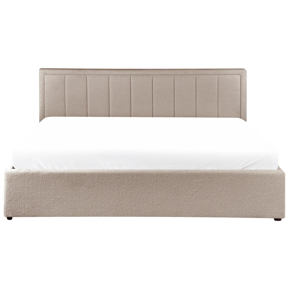 Letto Ottomano Tortora Boucle 180x200 cm Struttura imbottita con Testiera