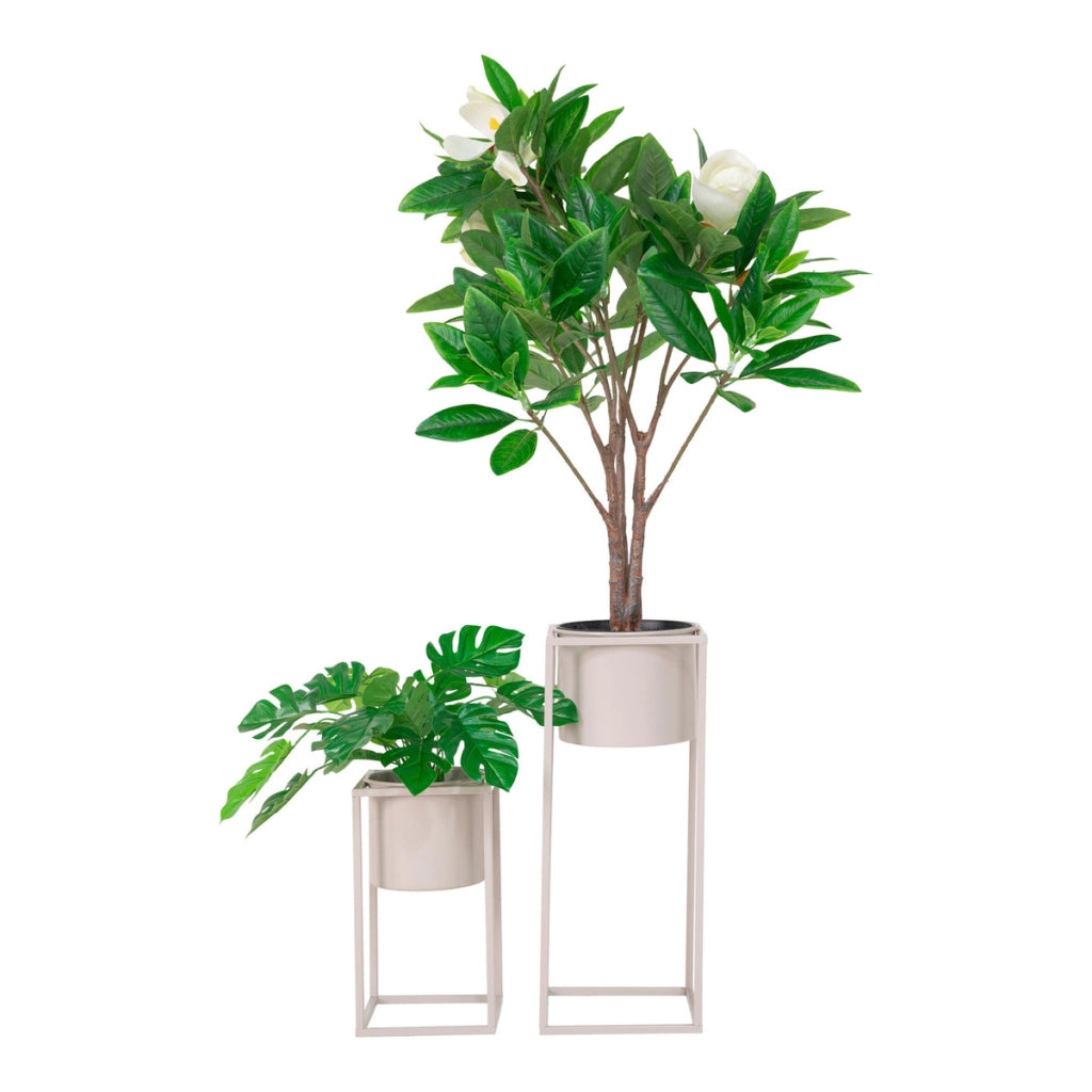 Set di 2 Vasi per Piante Marla, Beige, Metallo, 17x17x31 cm