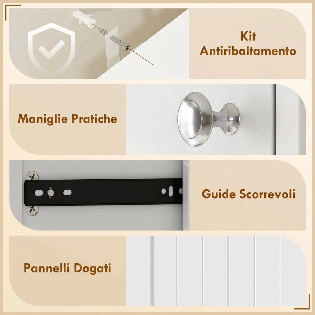 Armadietto da Bagno con Cassetti e Cesto Inclinabile ¨C Zephmum ¨C Bianco