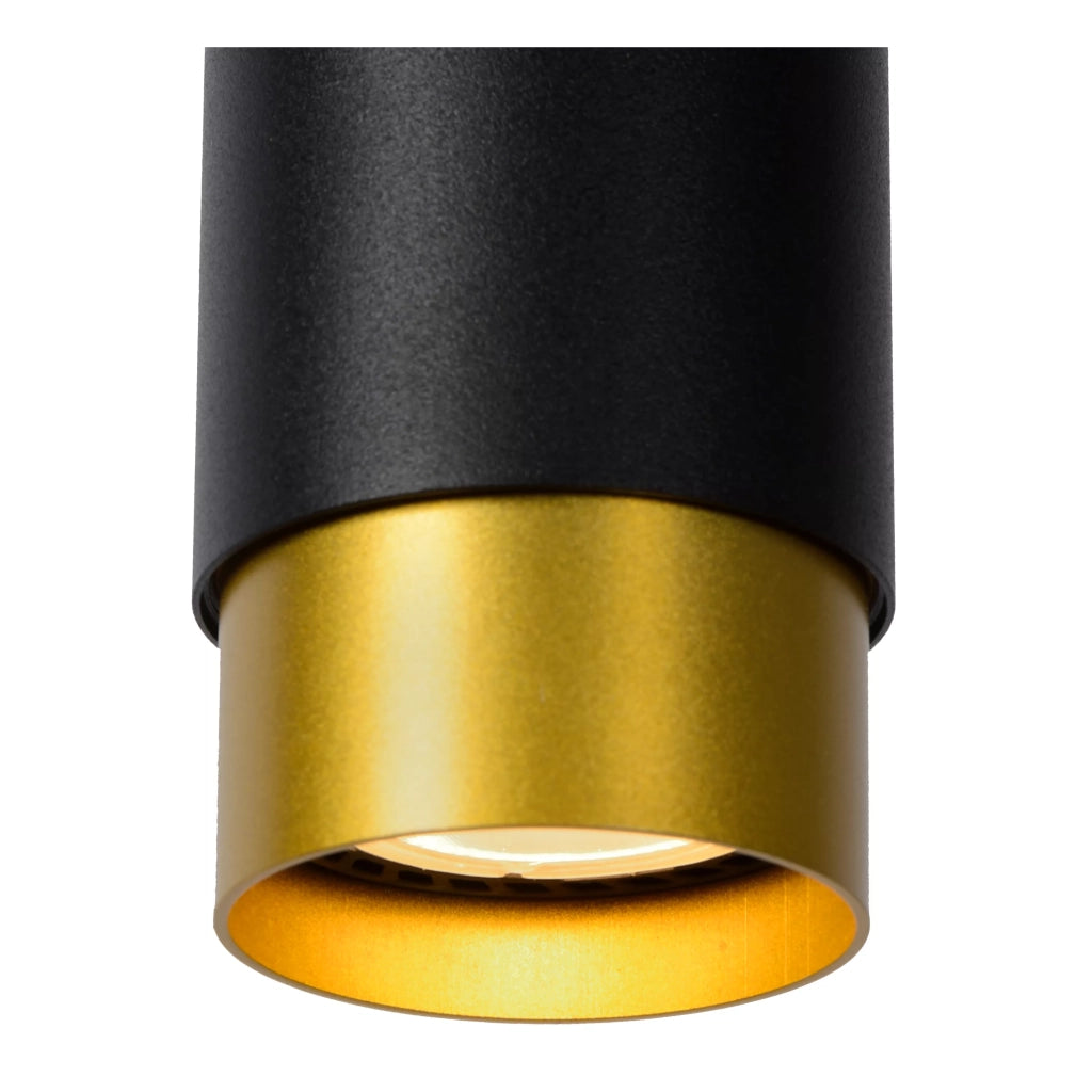 Lampada a sospensione tubo nera oro FLORIS Lucide GU10