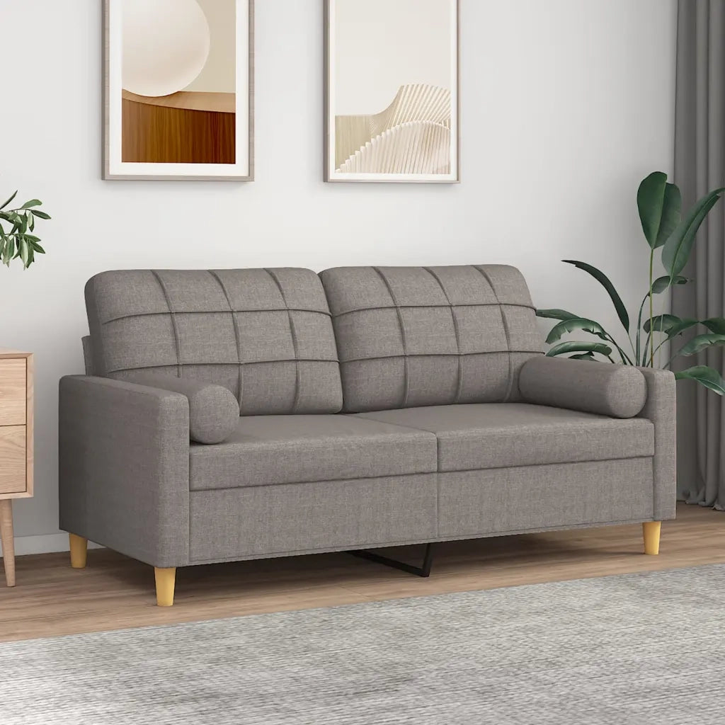 Divano a 2 Posti con Cuscini-Sofa 2 Posti con Cuscini Tortora 140 cm in Tessuto 121891