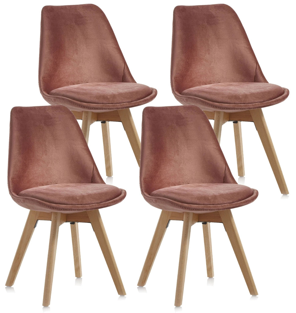 Set 4 Sedie 48,5x47x81,5 cm in Velluto Rosa