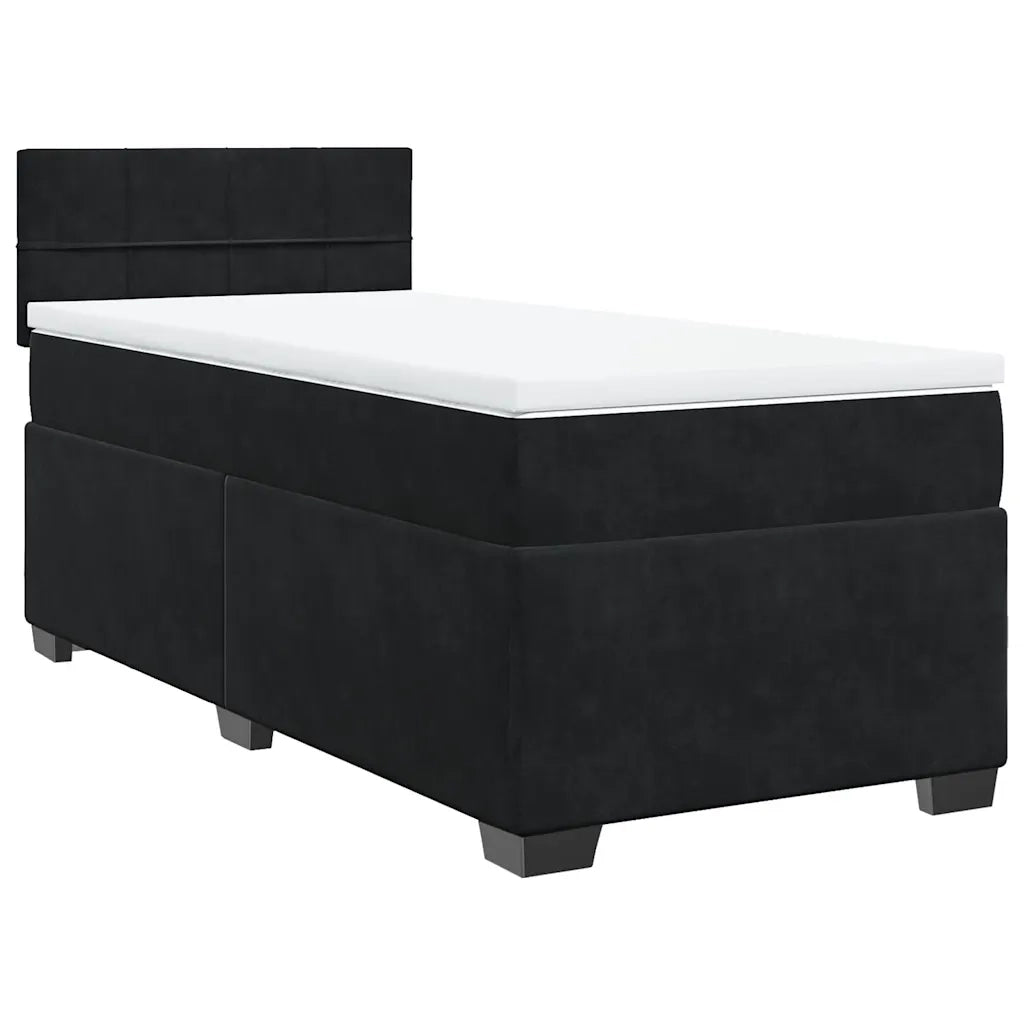 Giroletto a Molle con Materasso-Struttura Letto Nero 80x200 cm in Velluto 233133