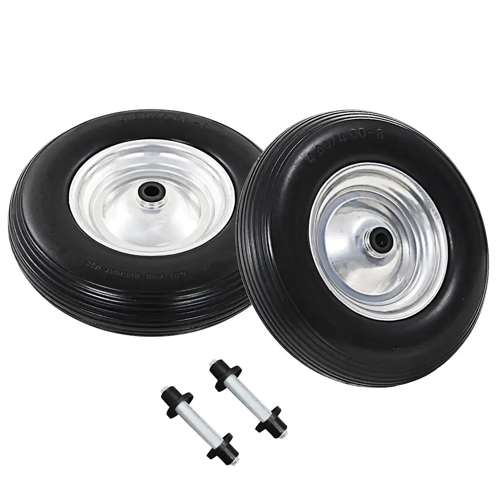 Ruote per Carriola 2 pz con Asse in PU Solido 4.00-8 390 mm cod mxl 67500