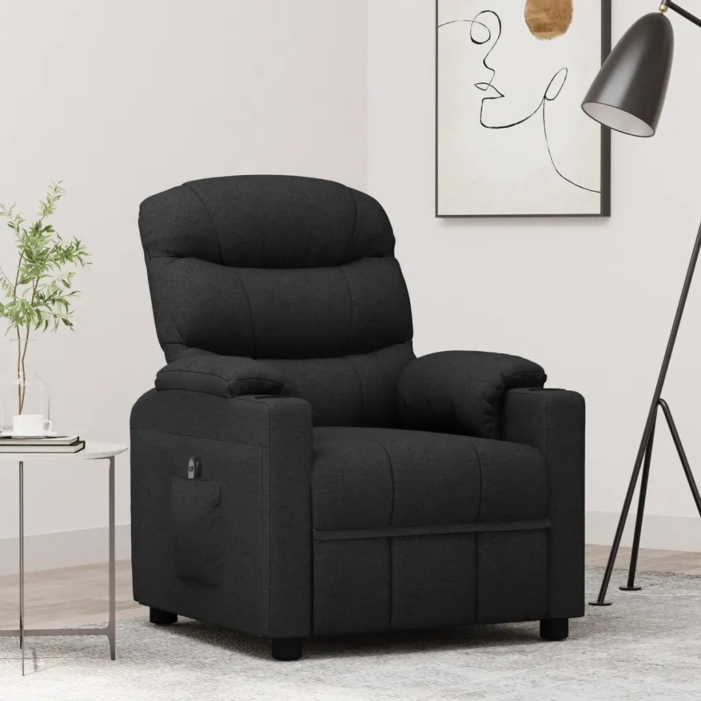 Poltrona Elettrica Reclinabile Nera in Tessuto 3143493