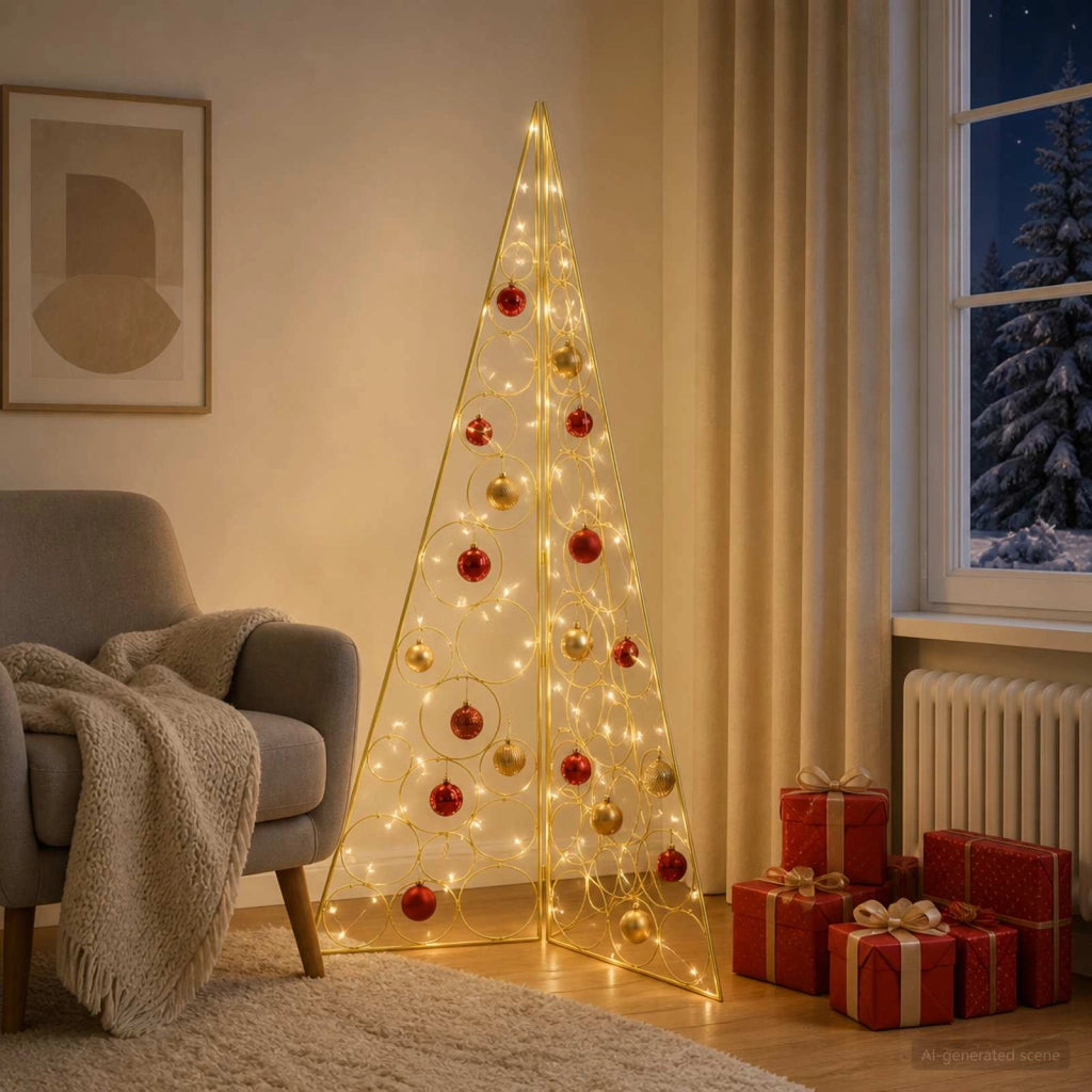 Albero di Natale in metallo KUOPIO 140 cm Acciaio Oro 42054005