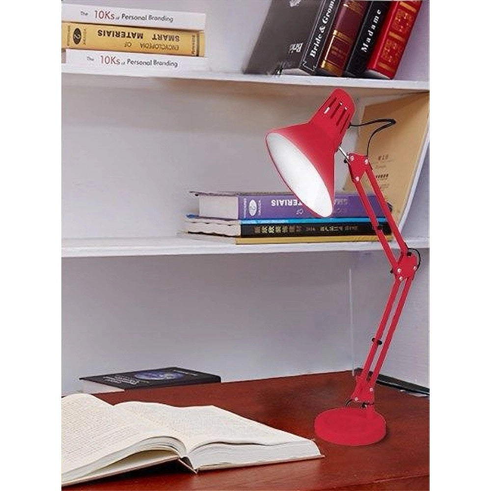 Trade Shop - Lampada Da Scrivania Con Braccio Snodabile Attacco E27 Luce Tavolo Per Ufficio - Rosso