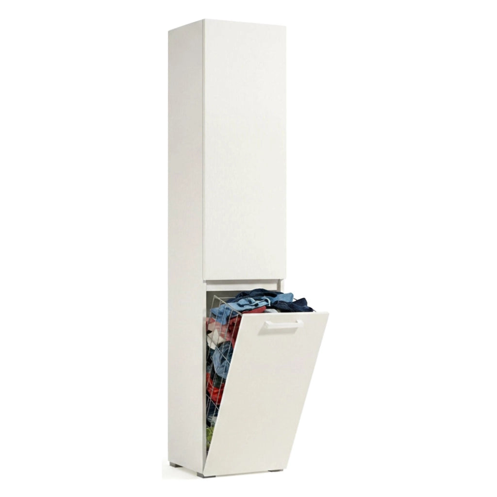 Aro, Armadio Multiuso 2 Ante 2 Ripiani Made in Italy, 45x195h cm Bianco