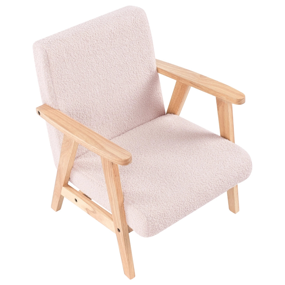 Poltrona per bambini con gambe in legno Rosa pastello cemeretta
