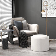Pouf rotondo contenitore con coperchio reversibile crema Ø56 cm