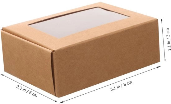 Scatola di Carta Kraft - 30 Scatole - Vetrina Transparente - Sostenibile - Confezione per Regali - Materiale Leggero - Scatole di Confezione