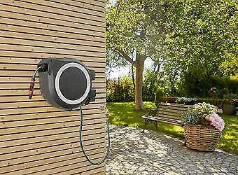 Gardena 18632-20 RollUp Avvolgitubo a Parete Automatico con Tecnologia RollControl e Rotazione 180° Lunghezza 35 m Tubo Incluso colore Nero Grigio