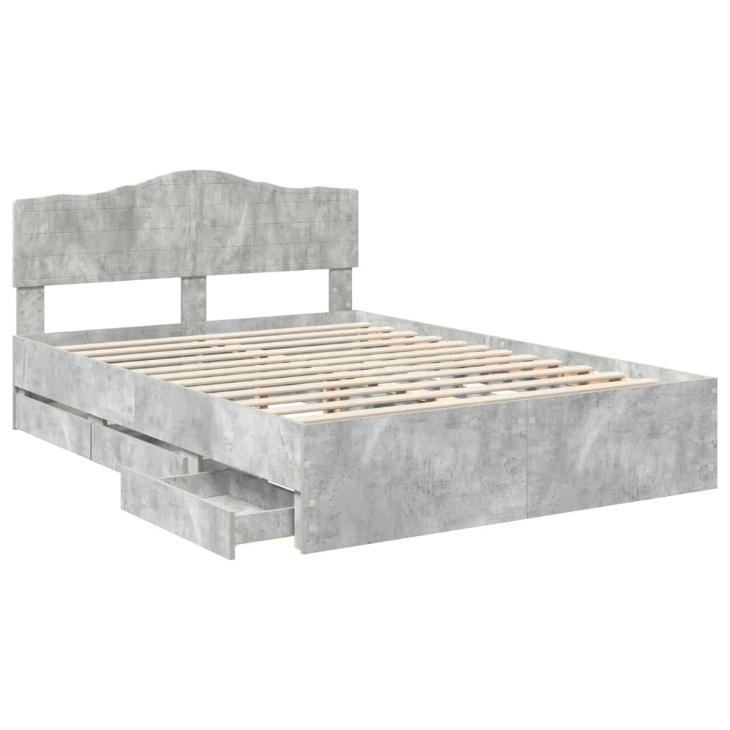Struttura del letto con cassetto Grigio cemento 140 x 190 cm 3413008