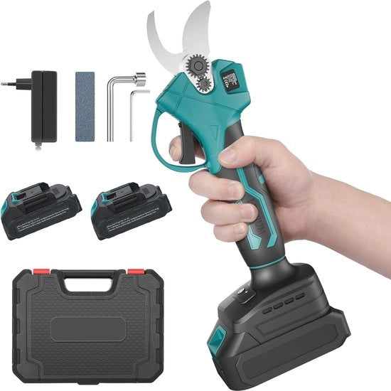 Snoeischaar elettrica senza fili con capacità di taglio 30 mm, 2 batterie e caricabatterie