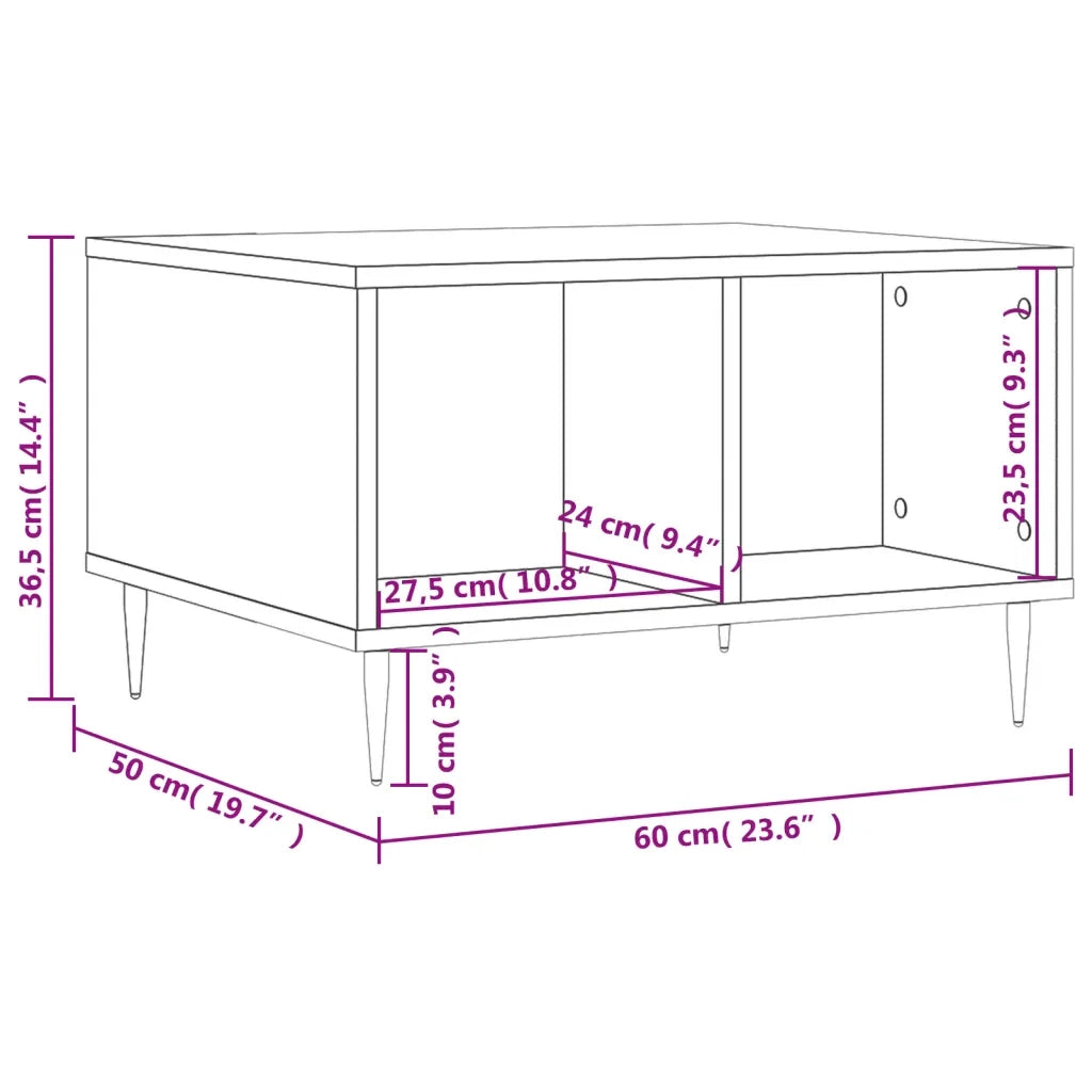 Tavolino Salotto Grigio Cemento 60x50x36,5 cm Legno Multistrato 830536
