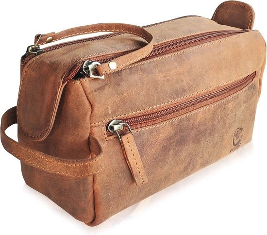 Organizzatore in pelle per toilette uomo e donna - Organizzatore elegante e spazioso per articoli da bagno
