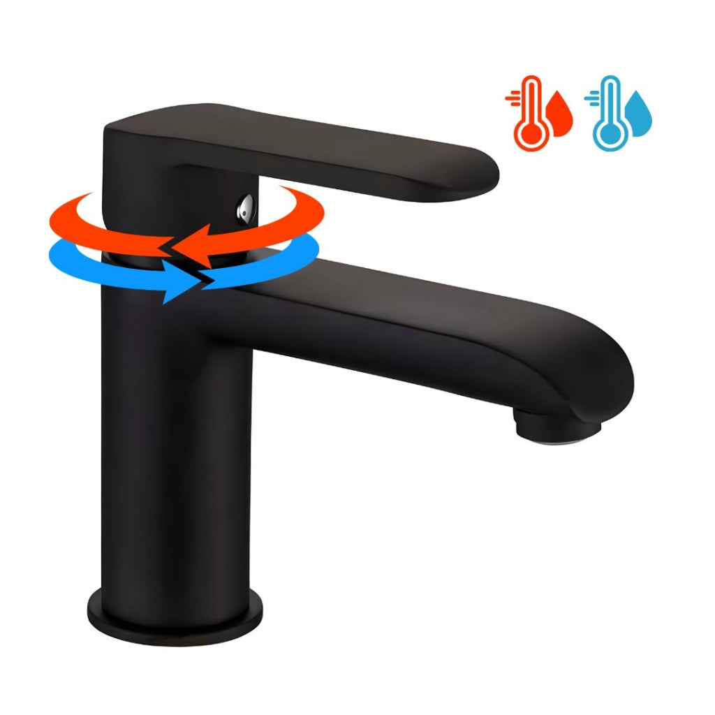 Miscelatore rubinetto puma per lavabo in ottone colore nero opaco con piletta *** confezione 1