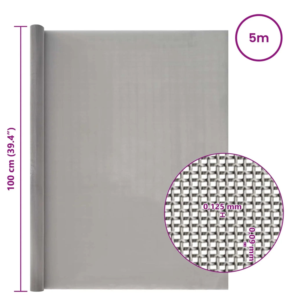 Rete per schermatura 100 x 500 cm 120 Mesh Argento 42039593