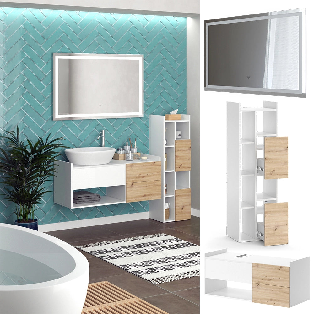 Vicco Set di mobili da bagno Bianco 3 parti