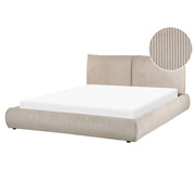 Letto matrimoniale velluto a coste tortora con base a doghe e testiera imbottita 160x200 cm stile classico camera da letto