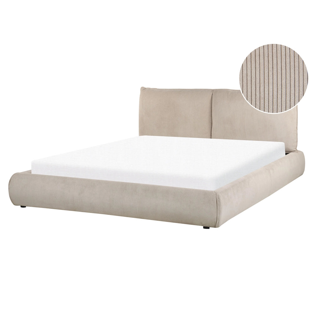 Letto matrimoniale velluto a coste tortora con base a doghe e testiera imbottita 160x200 cm stile classico camera da letto