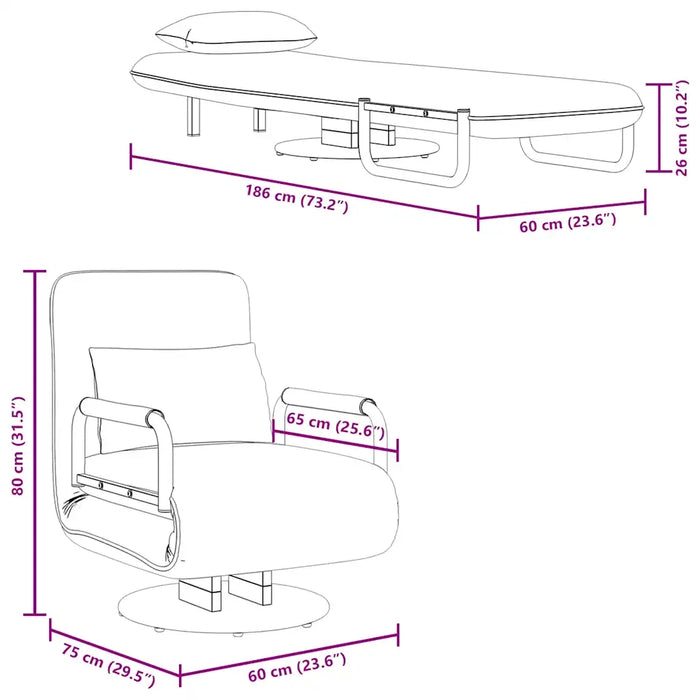 Sedia Girevole e Divano Letto Grigio Chiaro in Tessuto cod mxl 9887
