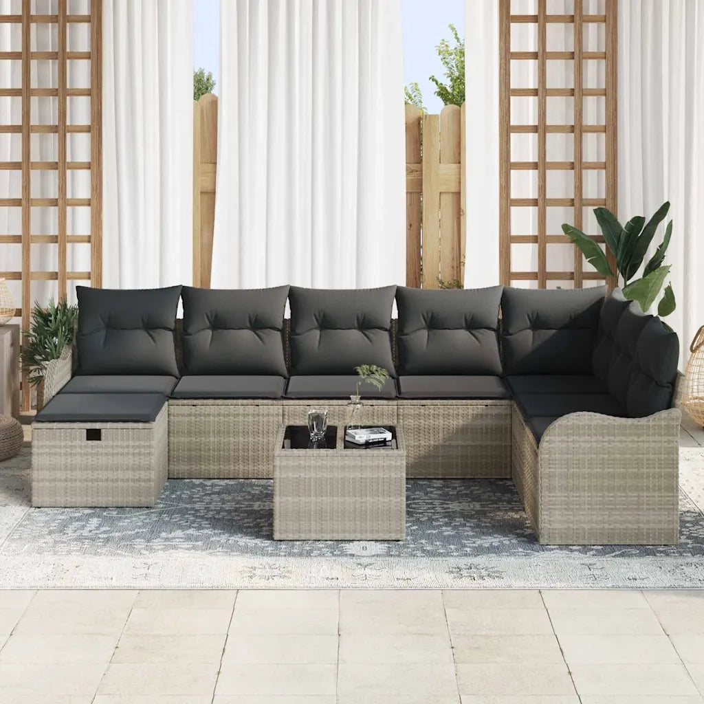 Set di divani con cuscino 9 pcs Grigio chiaro polyrattan 3359041