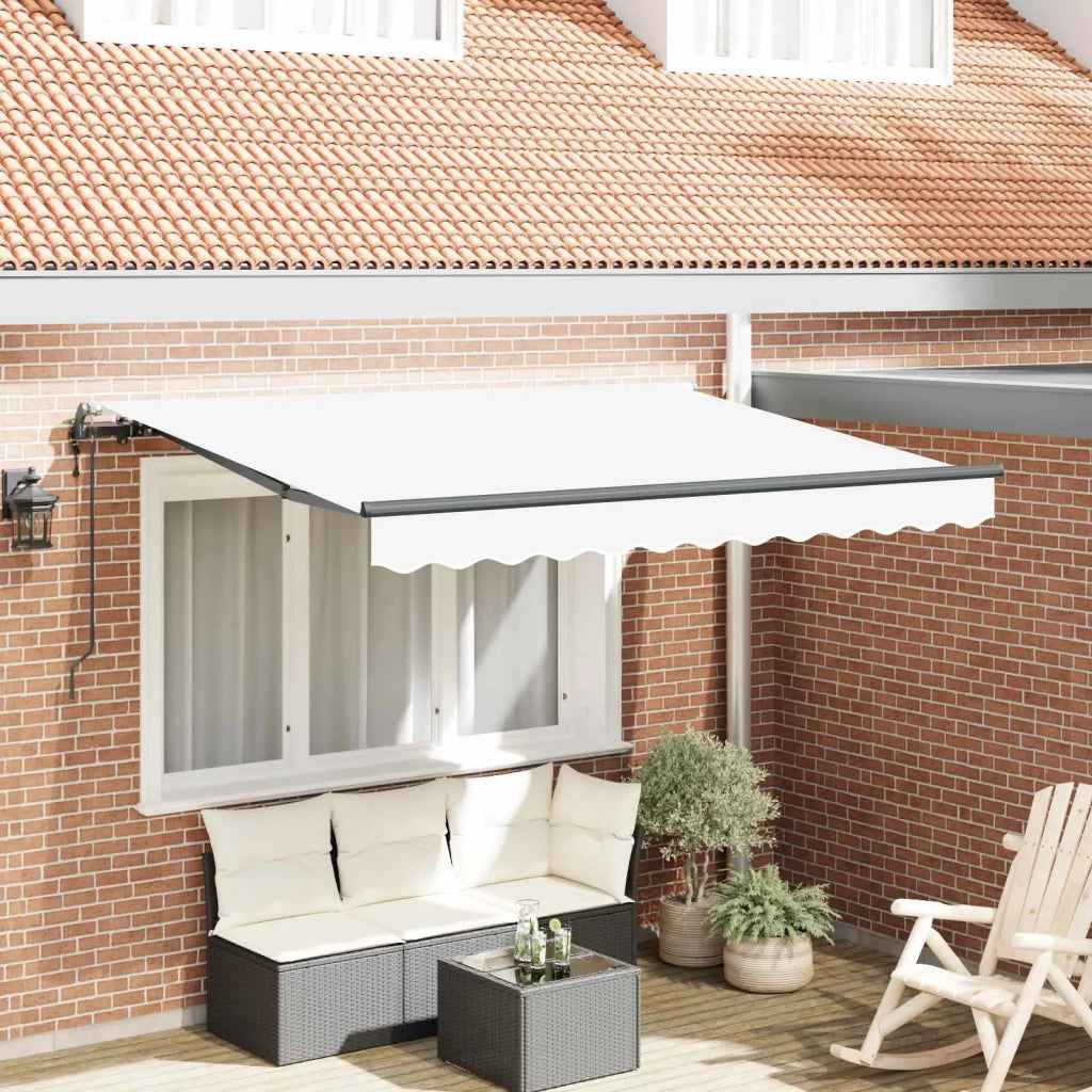 Tenda Retrattile Bianco 350 x 200 cm Tessuto 3329726