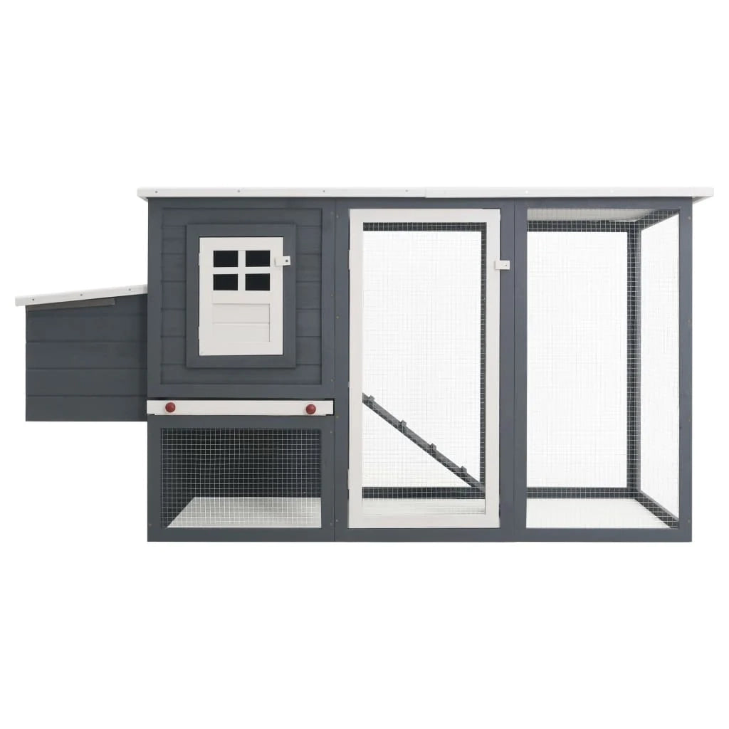Pollaio da esterno con 1 nido 202 x 75 x 98 cm legno grigio 02_0001698