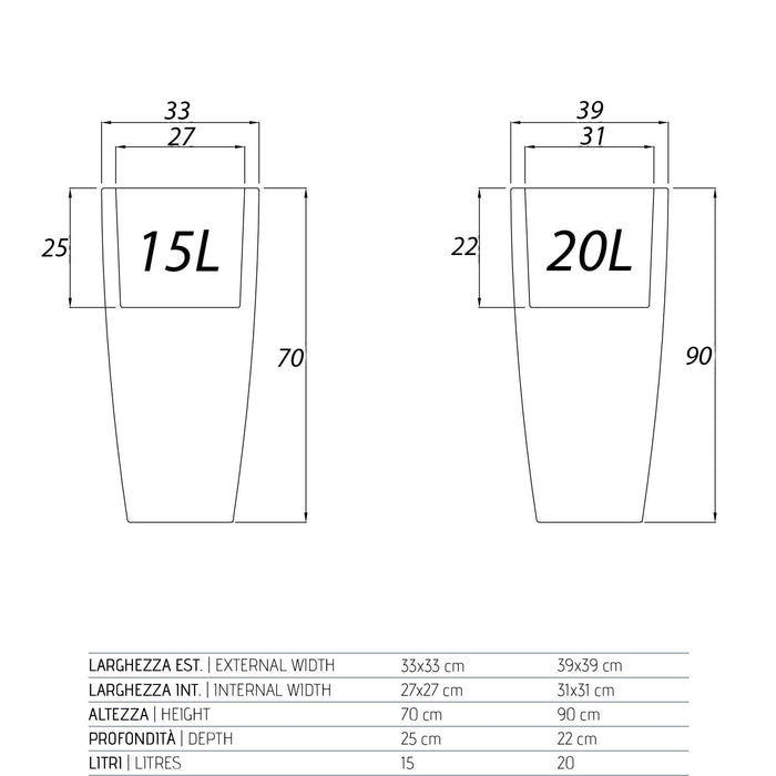 Vaso Agave Quadrato Con Luce Azzurra H90 40x40Cm