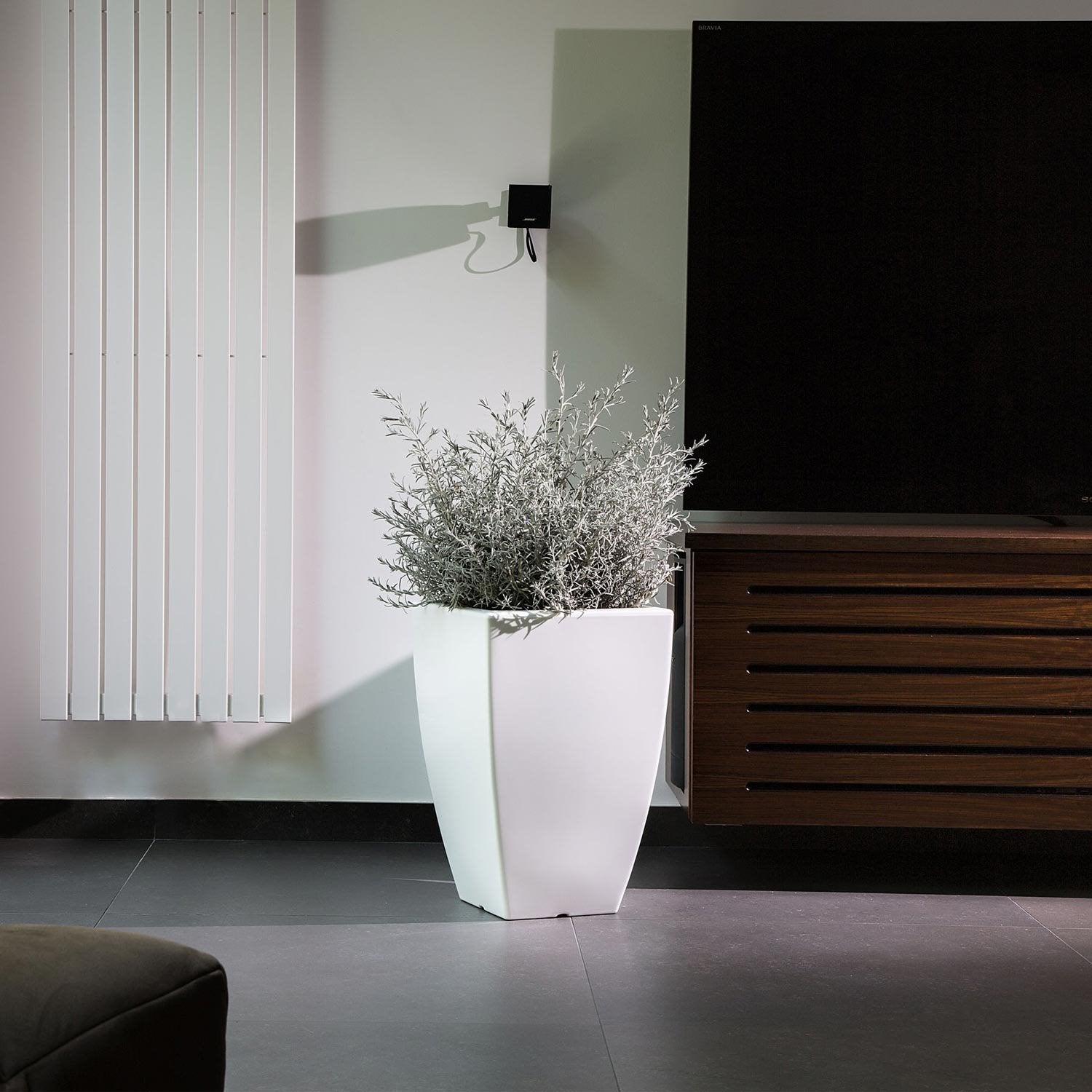 Vaso Parodia Resina Quadrato Grigio H50 33x33Cm