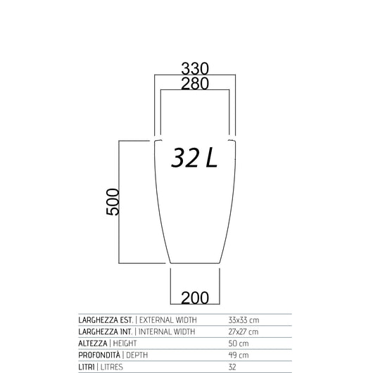 Vaso Parodia Resina Quadrato Marrone H50 33x33Cm