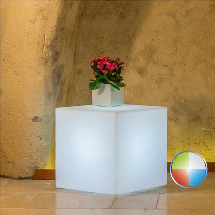 Lampada Cubo In Resina Quadrato H40 Led Multicolor 40x40Cm