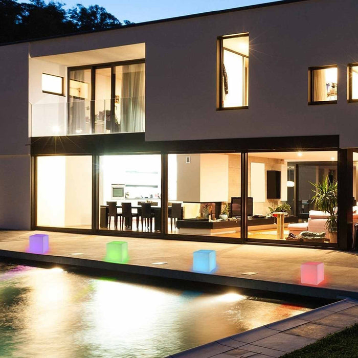 Lampada Cubo In Resina Quadrato H40 Led Multicolor 40x40Cm