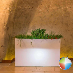 Vaso Fioriera Flowerpot In Resina Rettangolare 80x35 CM Led Multicolor
