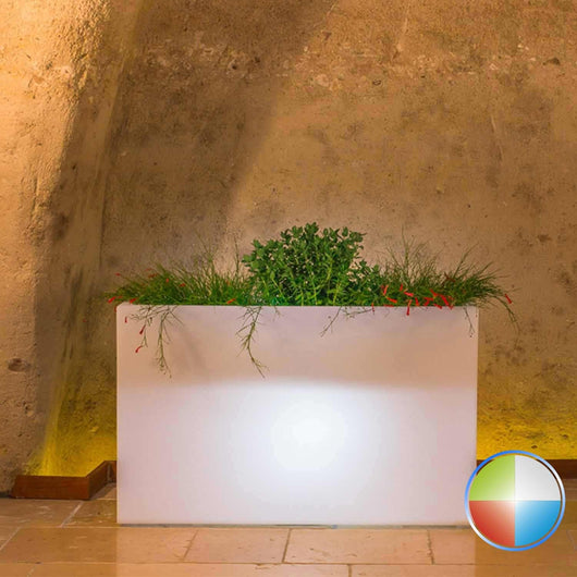 Vaso Fioriera Flowerpot In Resina Rettangolare 80x35 CM Led Multicolor