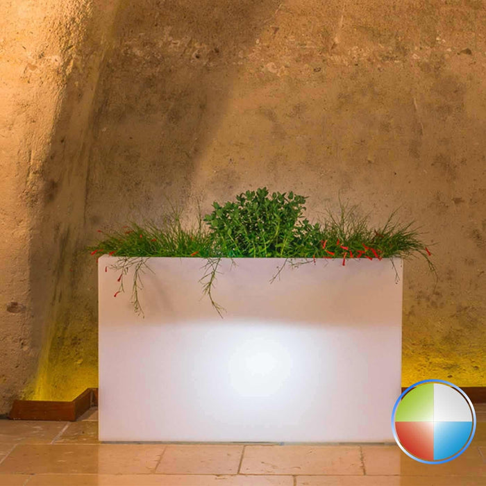 Vaso Fioriera Flowerpot In Resina Rettangolare 80x35 CM Led Multicolor